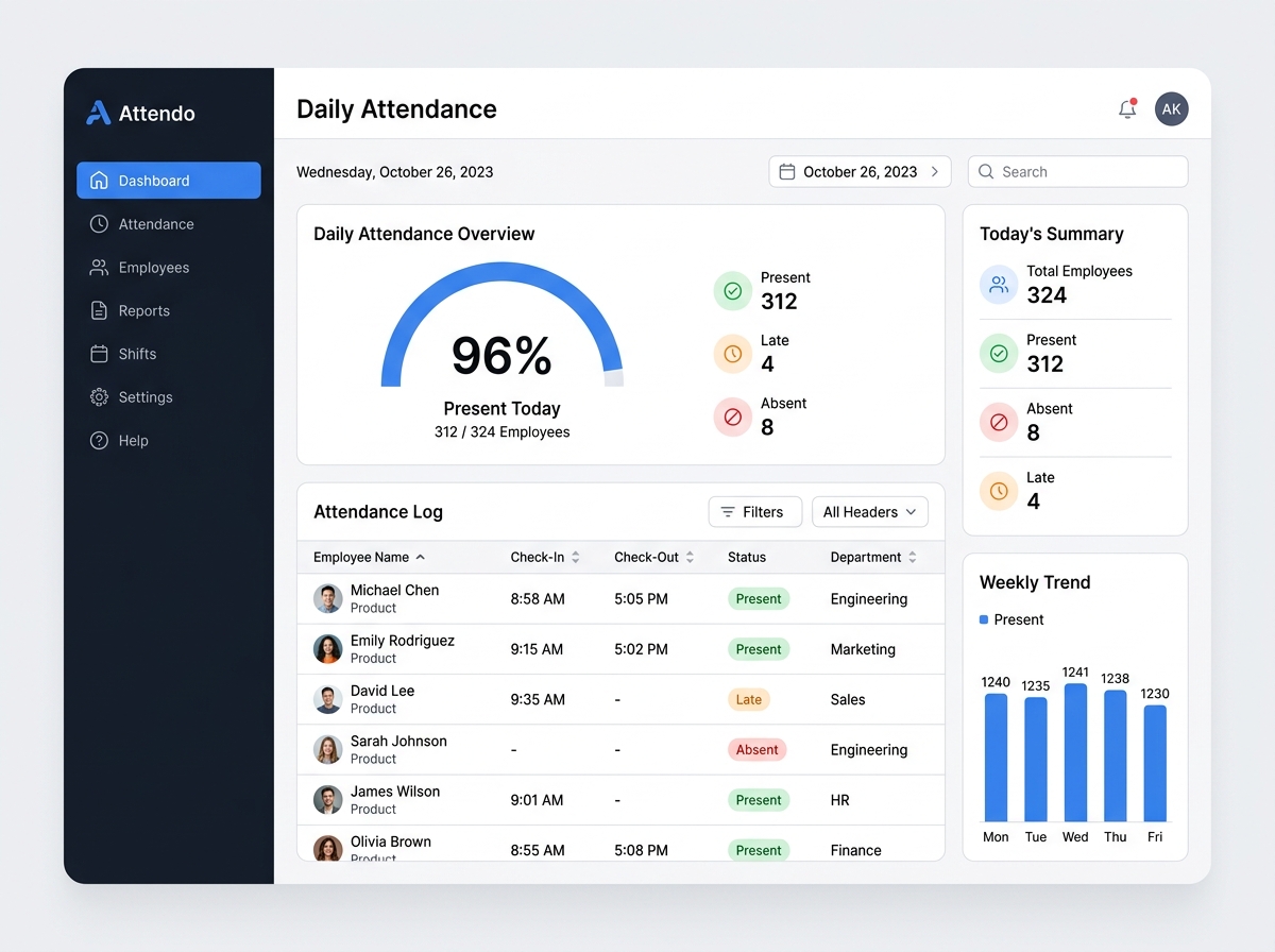 Attendance Tracking Software Dashboard